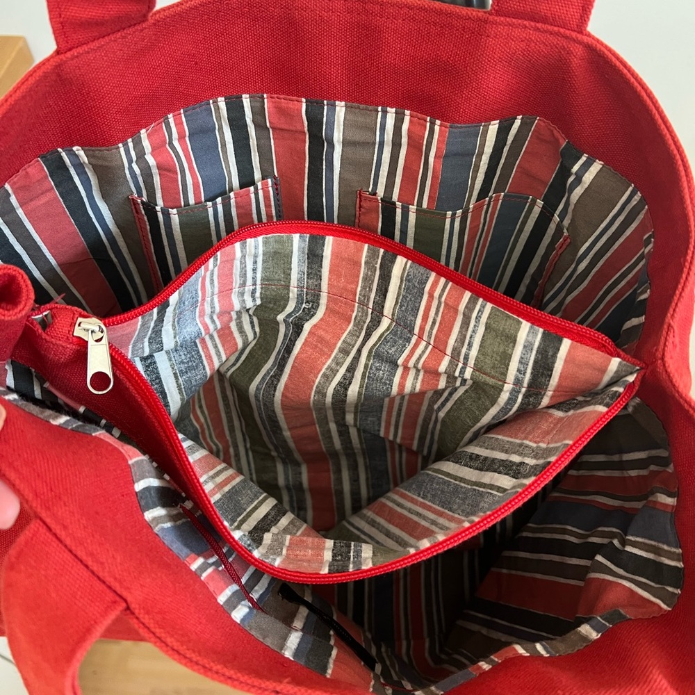 Chic Red 100% Cotton Tote Bag - Picture 5 of 9